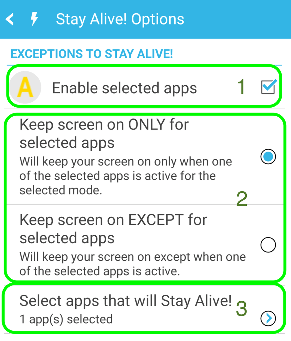 Скриншот #1 из программы Stay Alive! Keep screen awake
